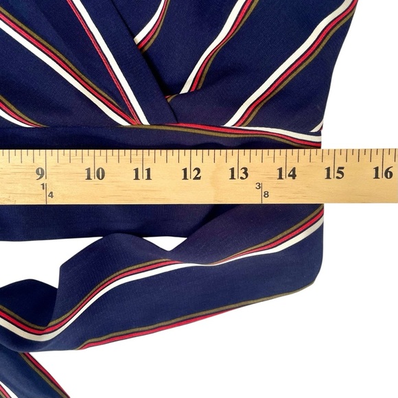 Guess Navy Striped V-Neck Blouse Size S - Long Puff Sleeves, Preppy Corpcore - Picture 14 of 15